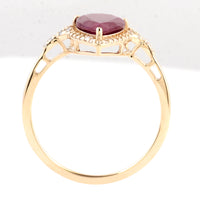 2.17 Ct Pear Mixed Cut Natural Corundum Ruby 14K Gold Ring