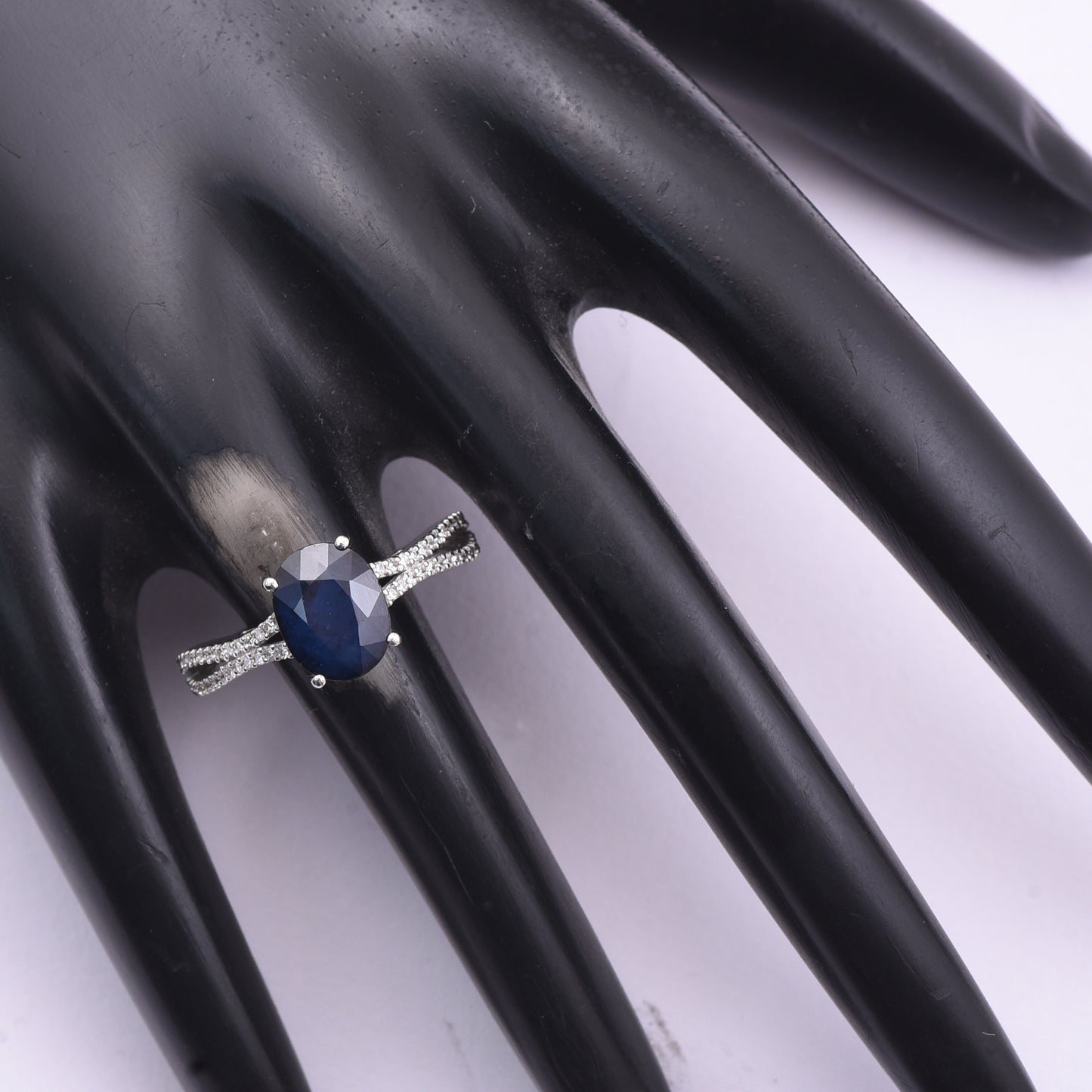 3.45 Ct Oval Mixed Cut Natural Sapphire 950 Platinum Ring