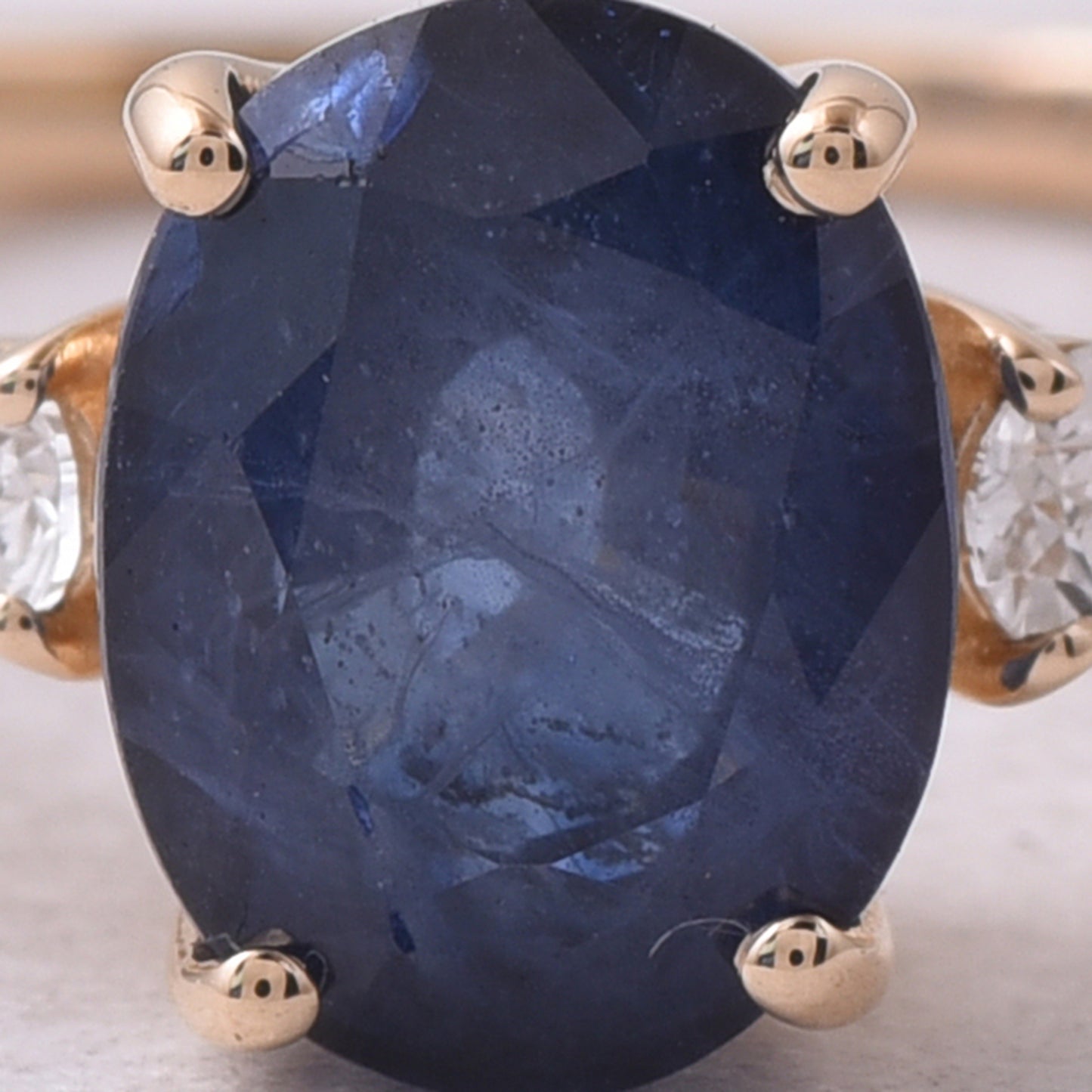 2.41 Ct Oval Mixed Cut Natural Sapphire 14K Gold Ring