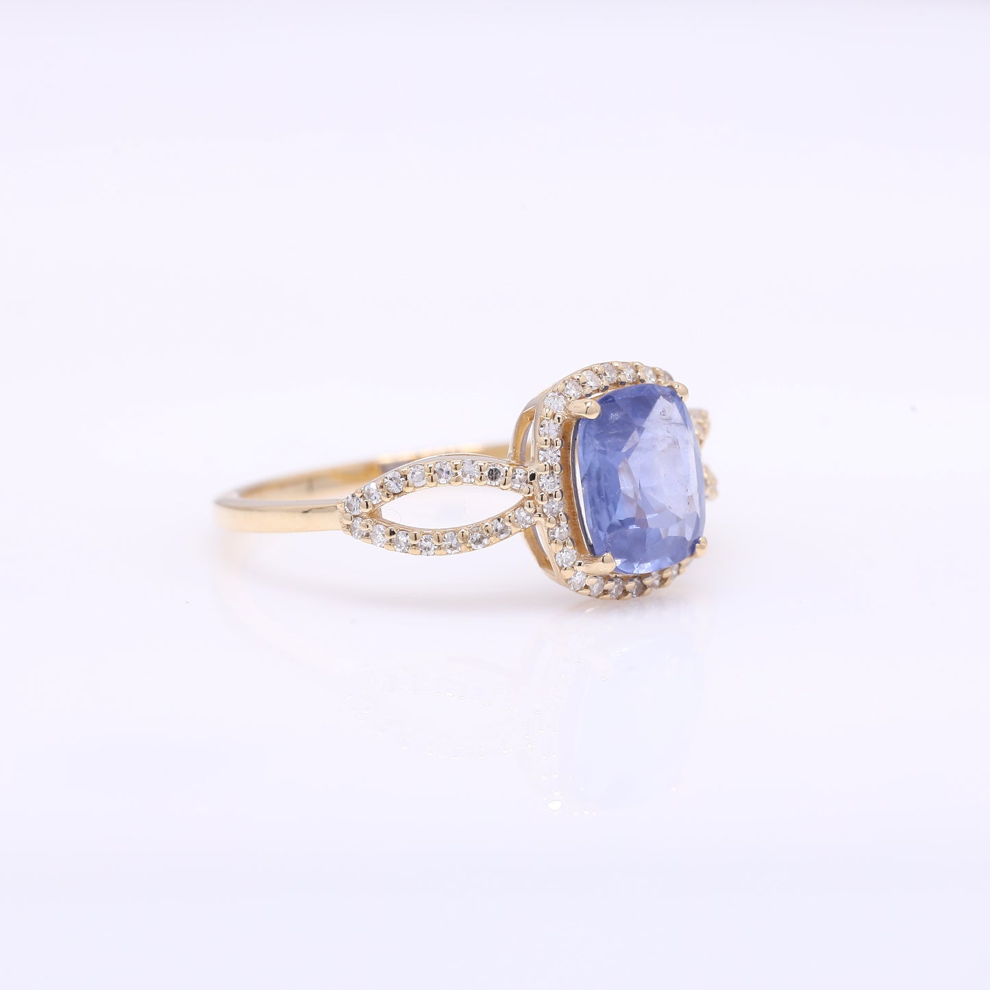 1.81 Ct Cushion Mixed Cut Natural Sapphire 14K Gold Ring