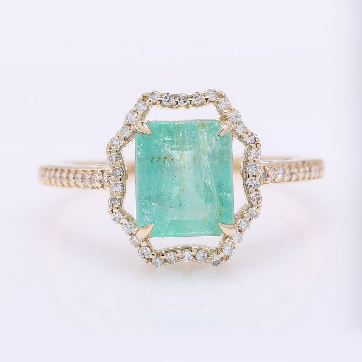 2.38 Ct Octagon Step Cut Natural Emerald 14K Gold Ring
