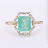 2.38 Ct Octagon Step Cut Natural Emerald 14K Gold Ring