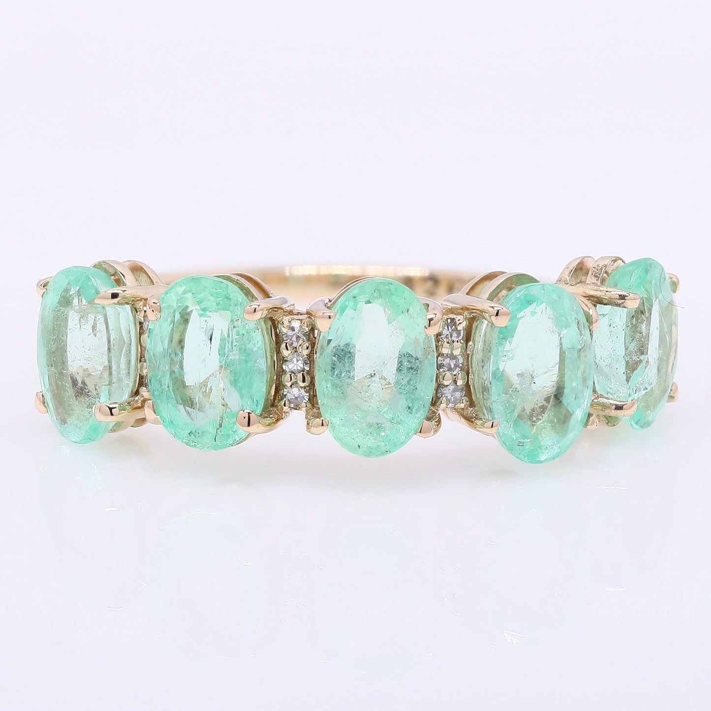 2.58 Ct Oval Mixed Cut Natural Emerald 14K Gold Ring
