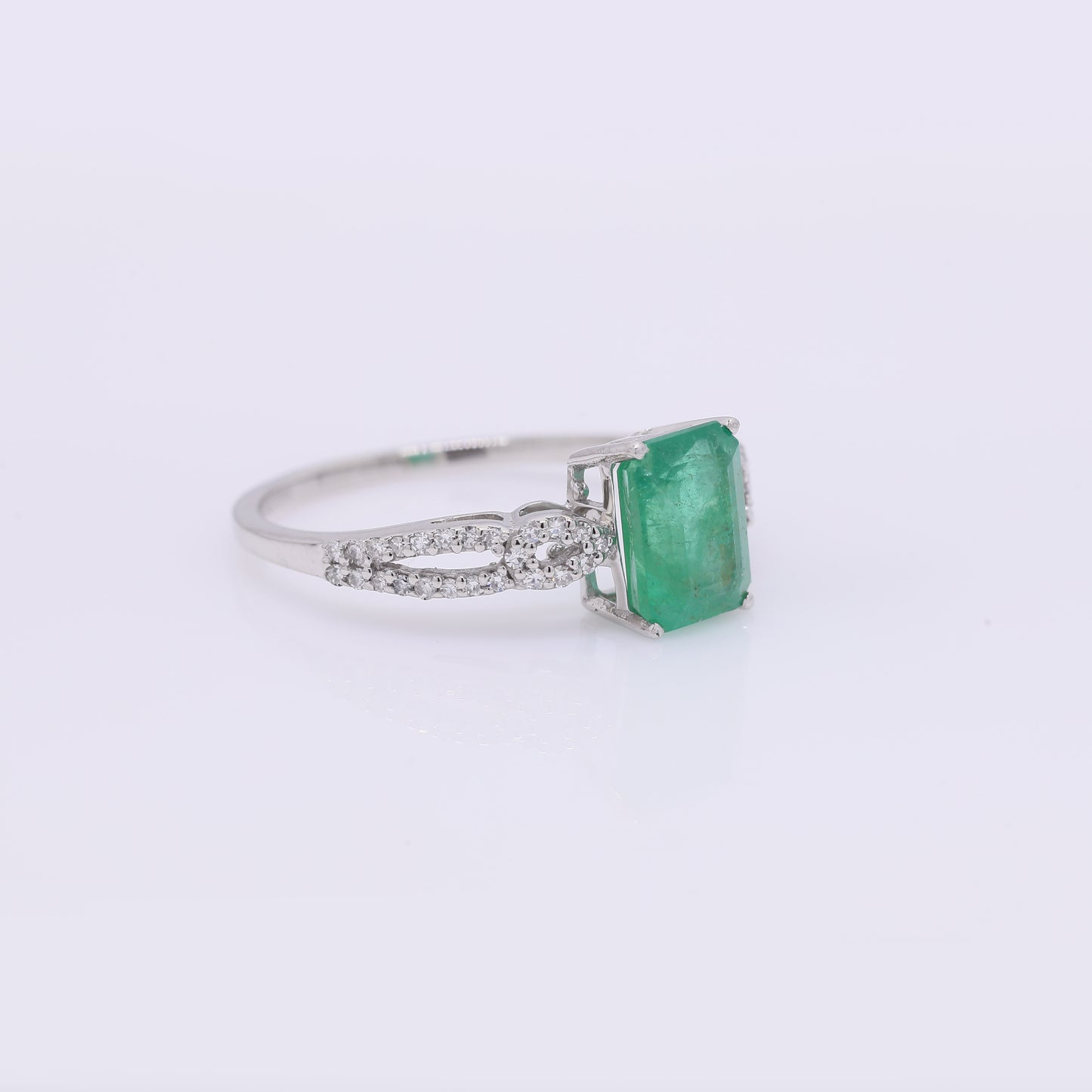 1.59 Ct Octagon Step Cut Natural Emerald 950 Platinum Ring