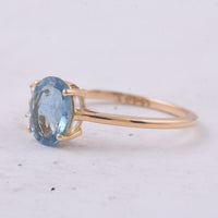1.22 Ct Oval Natural Aquamarine 14K Gold Ring