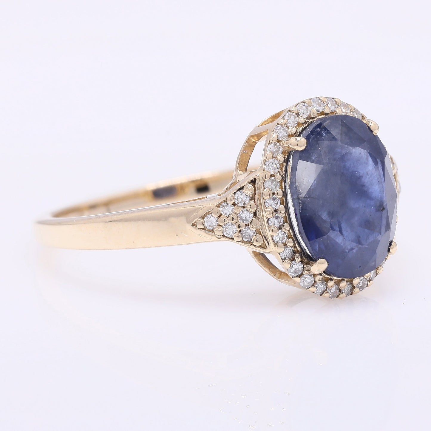 2.87 Ct Oval Mixed Cut Natural Sapphire 14K Gold Ring