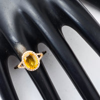 1.35 Ct Oval Mixed Cut Natural Yellow Sapphire 14K Gold Ring