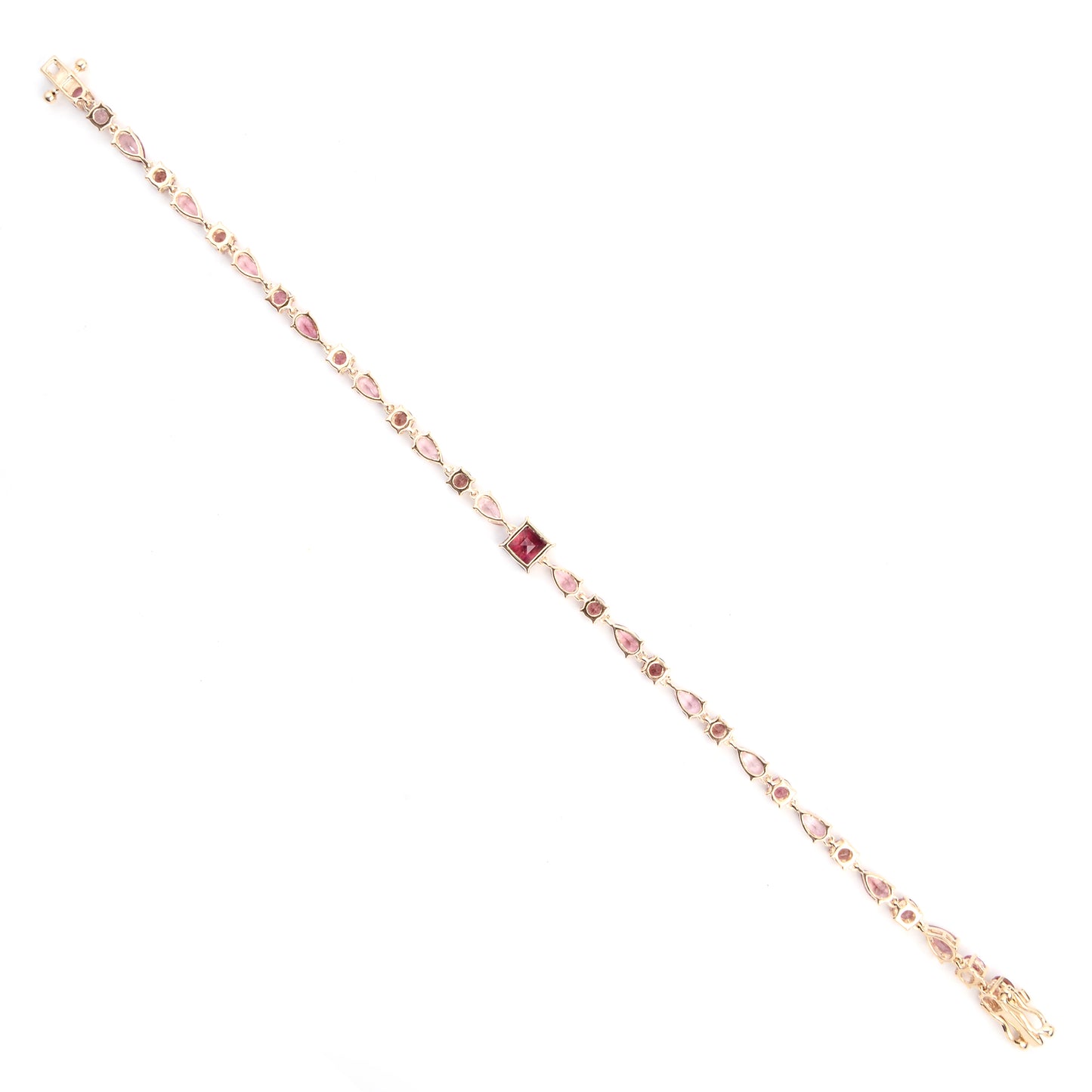 4.99 Ct Square Multi Tourmaline 14K Gold Bracelet
