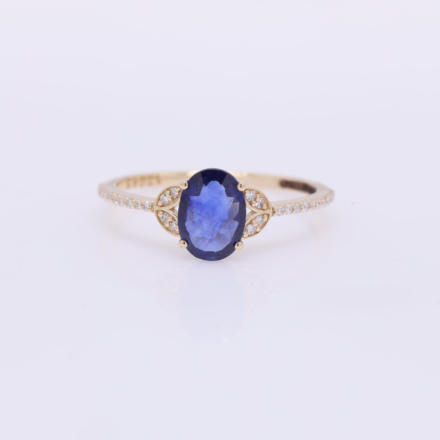 1.13 Ct Oval Mixed Cut Natural Sapphire 14K Gold Ring