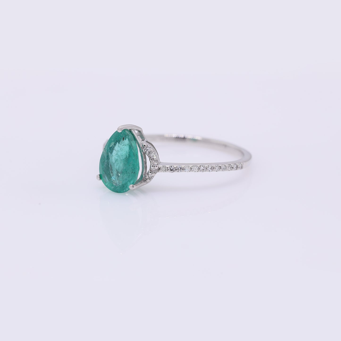 1.36 Ct Pear Mixed Cut Natural Emerald 950 Platinum Ring