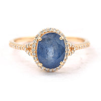 2.52 Ct Oval Mixed Cut Natural Sapphire 14K Gold Ring