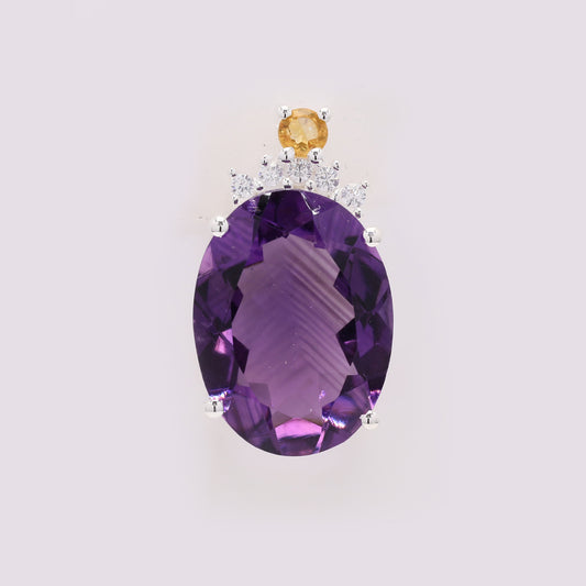 7.15 Ct Oval Amethyst 925 Silver Pendant