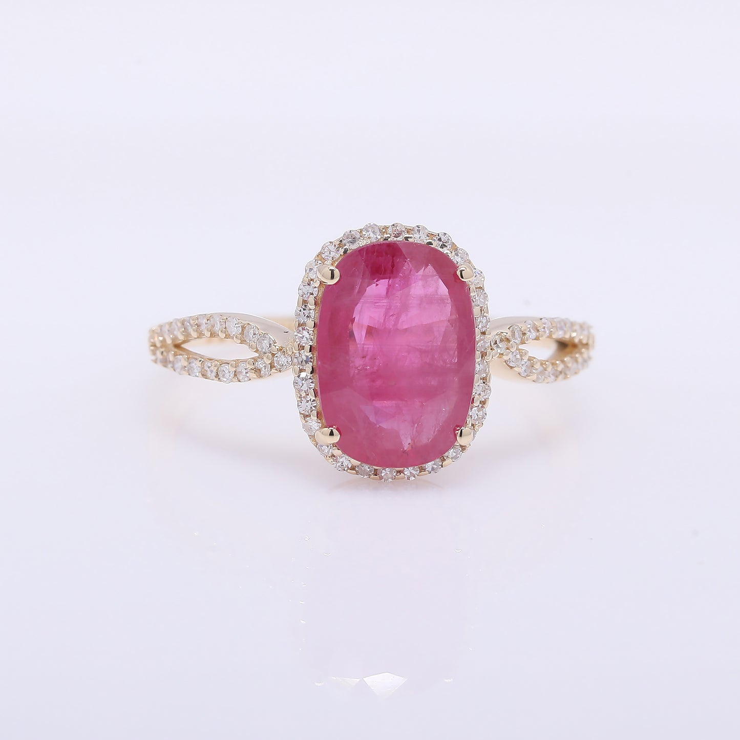 2.68 Ct Cushion Mixed Cut Natural Ruby 14K Gold Ring