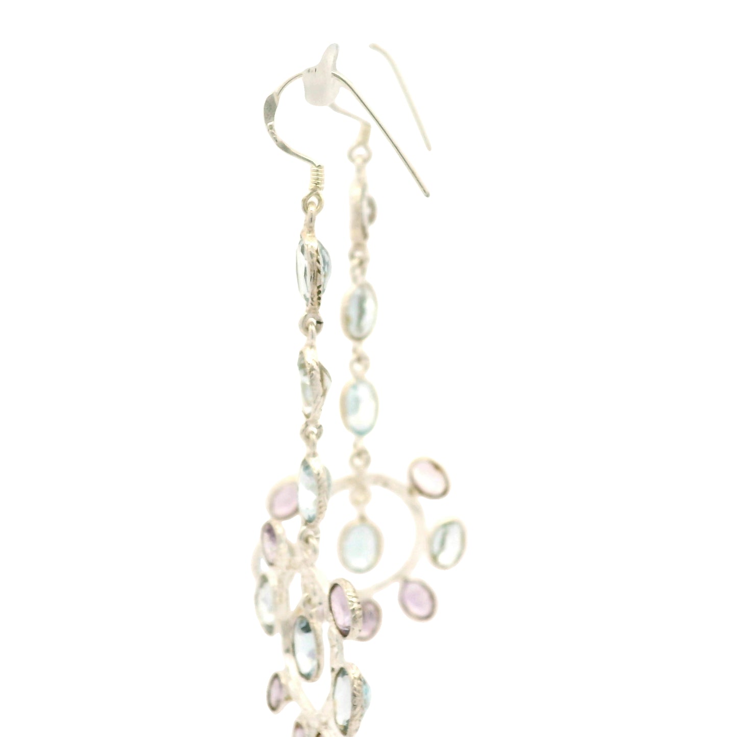 18.33 Ct Amethyst, Blue Topaz 925 Sterling Silver Earrings