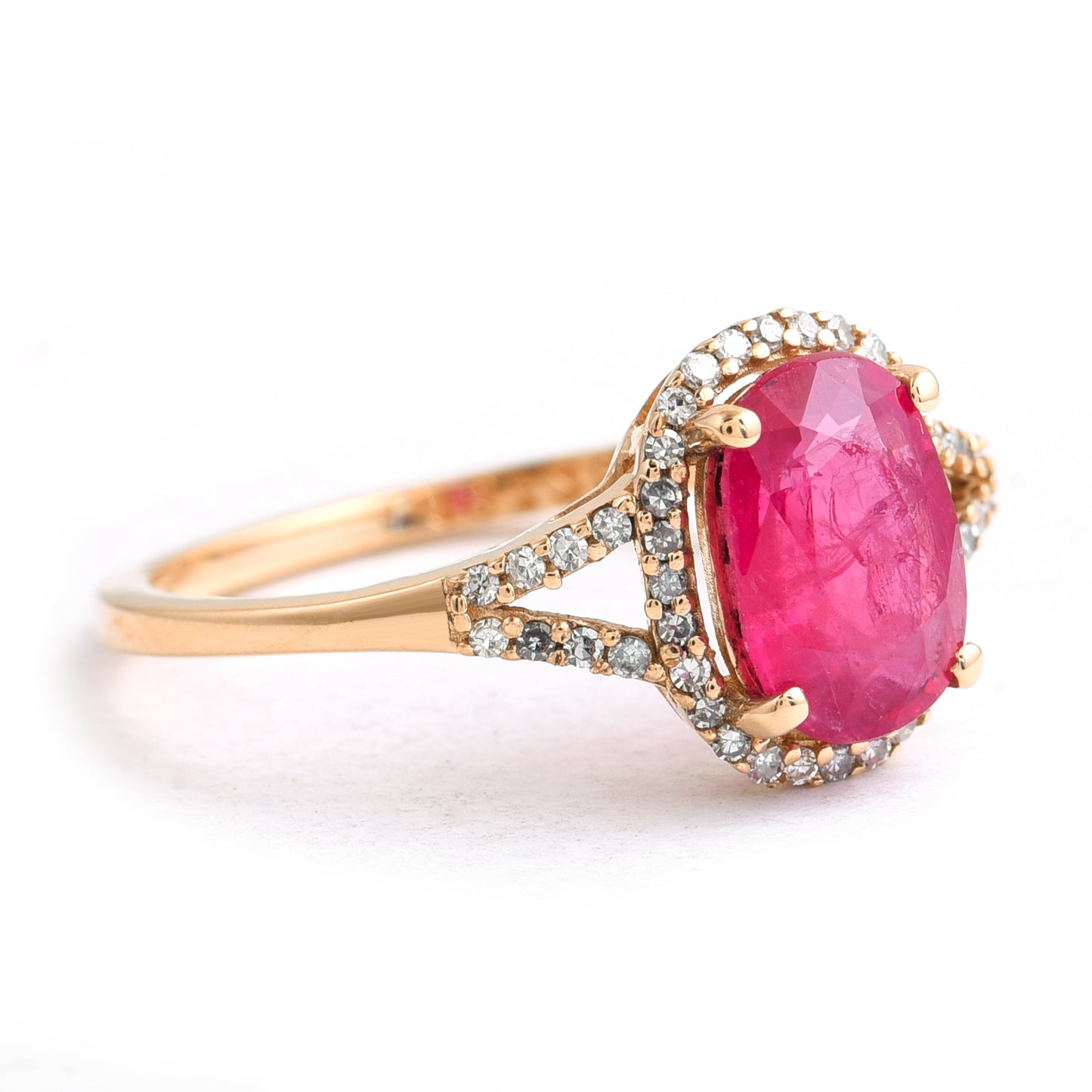 1.84 Ct Oval Mixed Cut Natural Ruby 14K Gold Ring