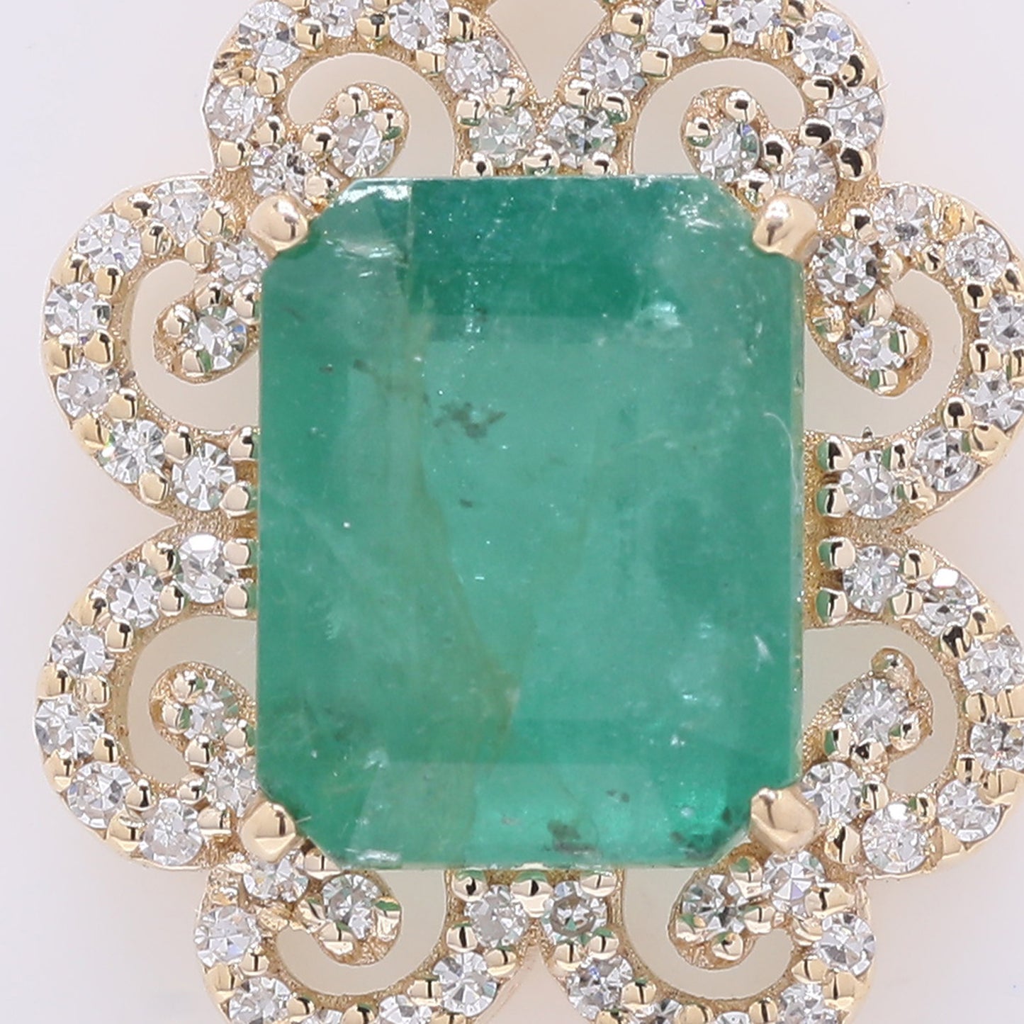 2.95 Ct Octagon Step Cut Natural Emerald 14K Gold Pendant