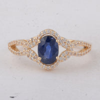 1.56 Ct Oval Sapphire 9K Gold Ring