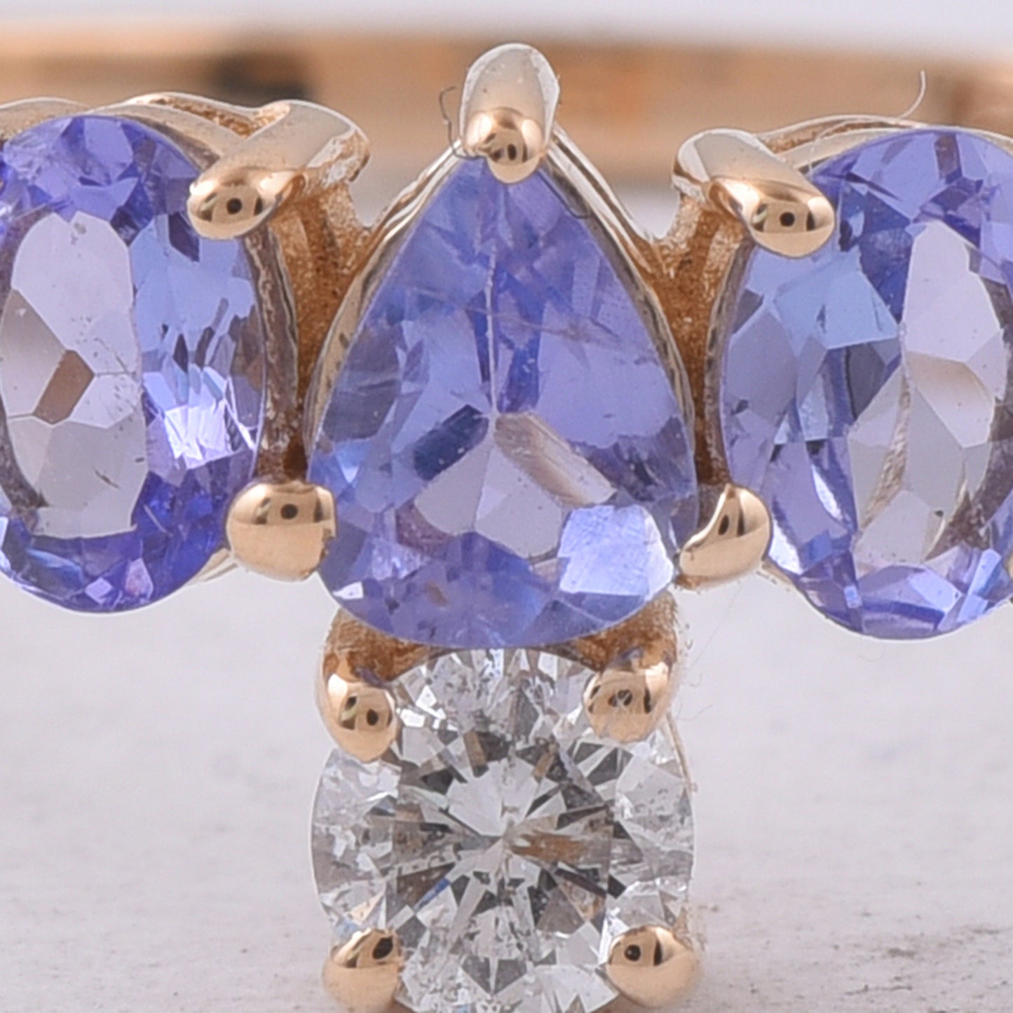 0.66 Ct Pear, Oval Natural Tanzanite 14K Gold Ring