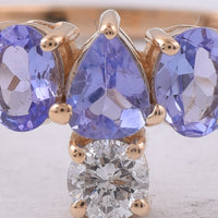 0.66 Ct Pear, Oval Natural Tanzanite 14K Gold Ring