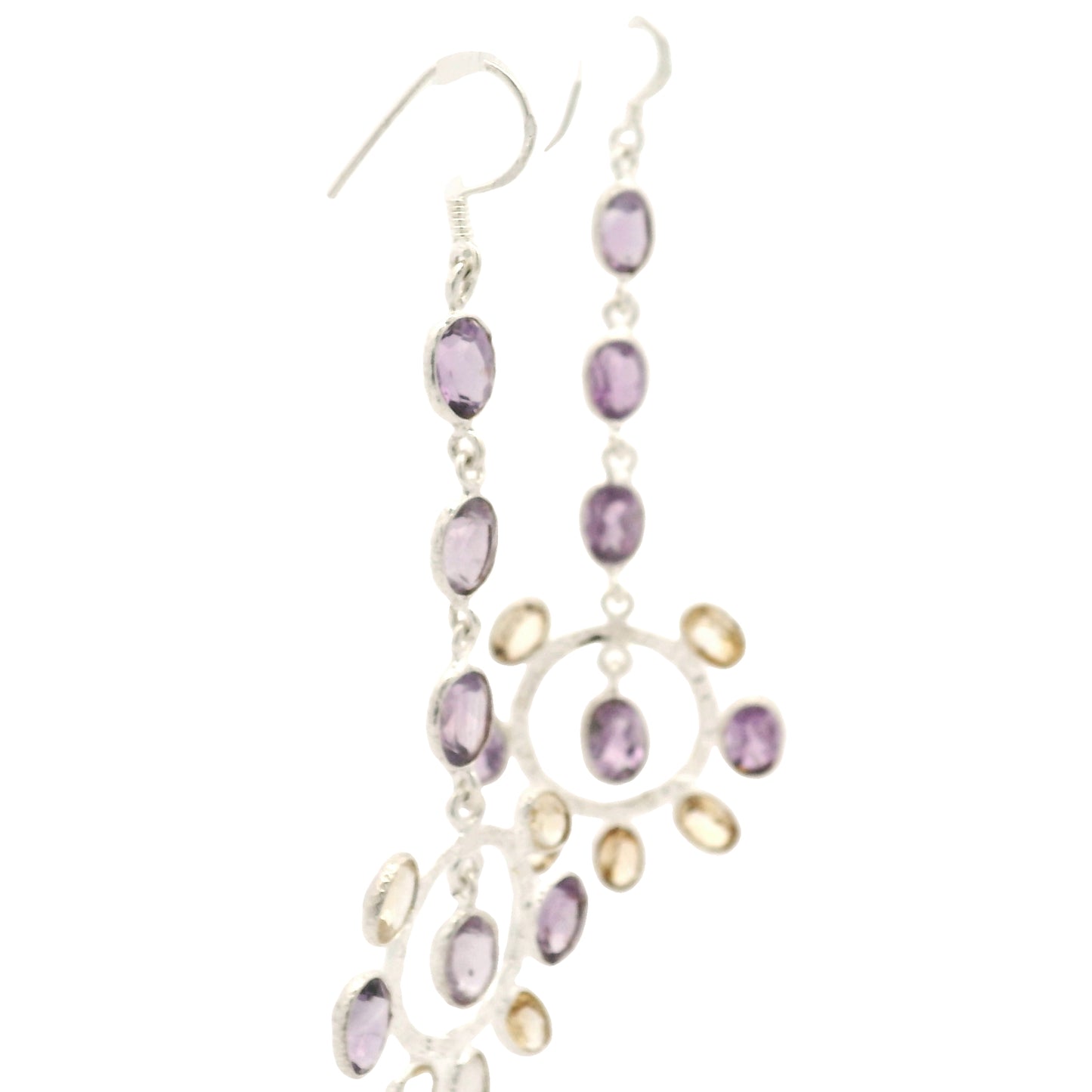 18.00 Ct Amethyst, Citrine 925 Sterling Silver Earrings