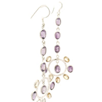 18.00 Ct Amethyst, Citrine 925 Sterling Silver Earrings
