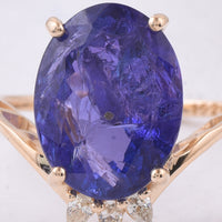 6.92 Ct Oval Natural Tanzanite 14K Gold Ring