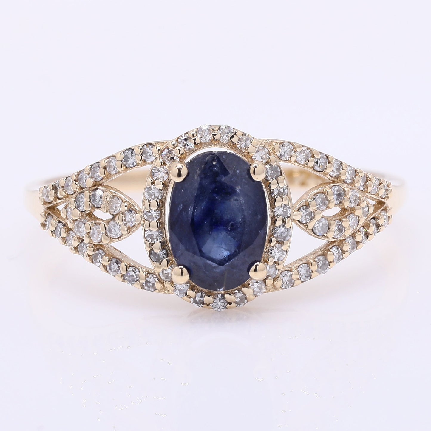 1.41 Ct Oval Mixed Cut Natural Sapphire 14K Gold Ring