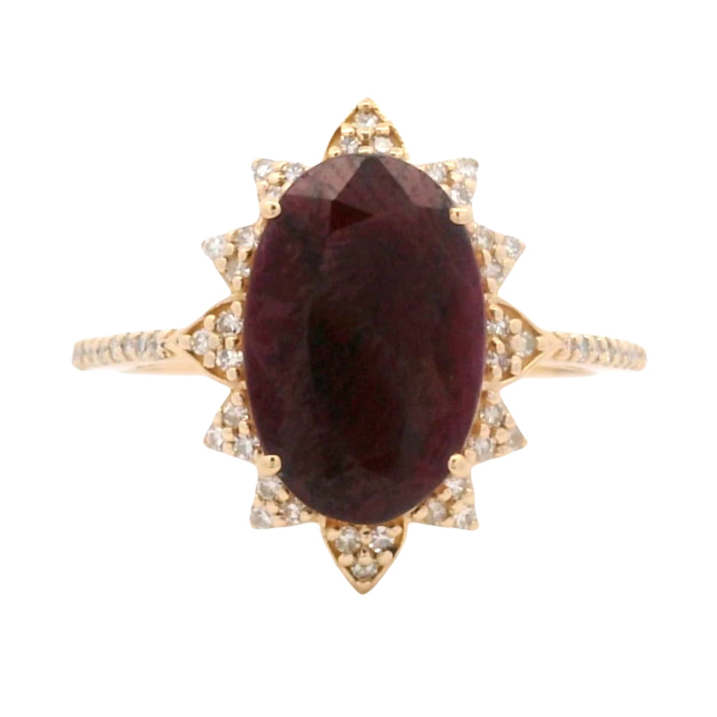 4.39 Ct Oval Mixed Cut Natural Corundum Ruby 14K Gold Ring