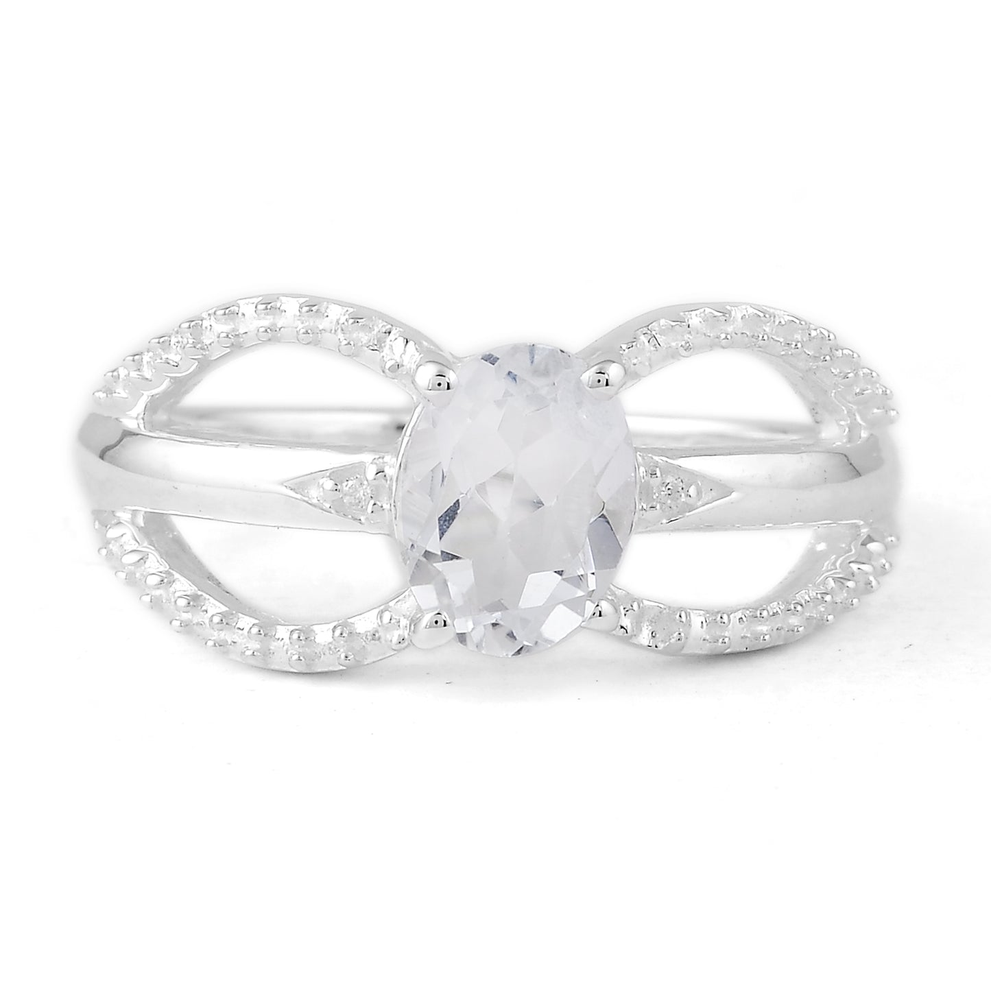 1.99 Ct Oval White Topaz, Cubic Zirconia 925 Sterling Silver Ring