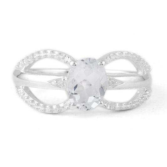 1.99 Ct Oval White Topaz, Cubic Zirconia 925 Sterling Silver Ring
