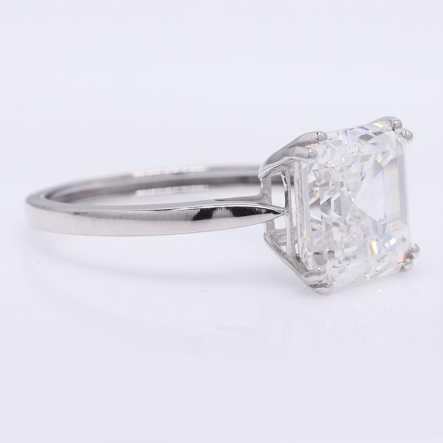 4.78 Ct Square Emerald Cut Lab Grown Diamond 950 Platinum Ring