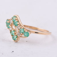 0.48 Ct Round Natural Emerald 14K Gold Ring