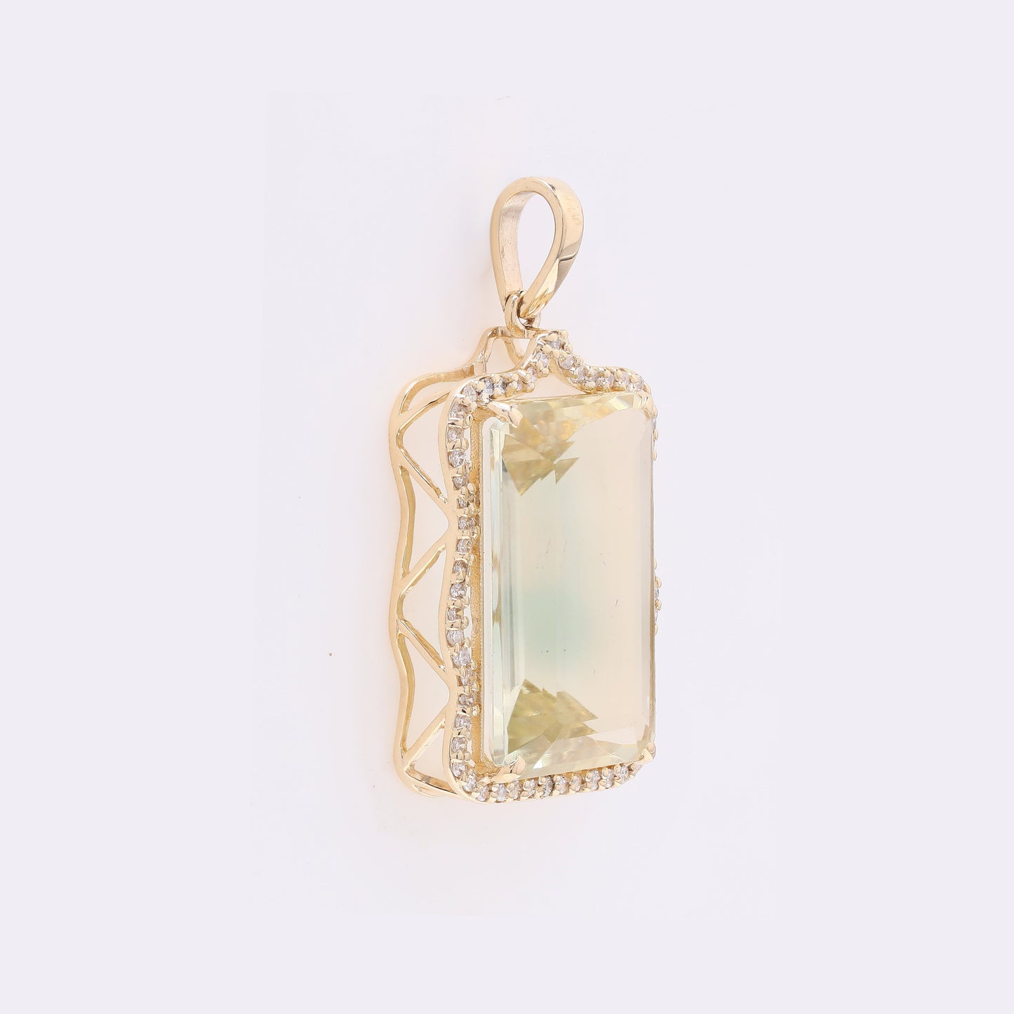 8.18 Ct Octagon Step Cut Natural Sunstone 14K Gold Pendant