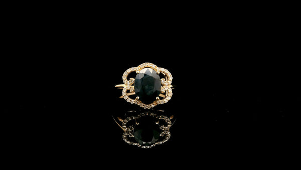 2.37 Ct Oval Natural Sapphire 14K Gold Ring