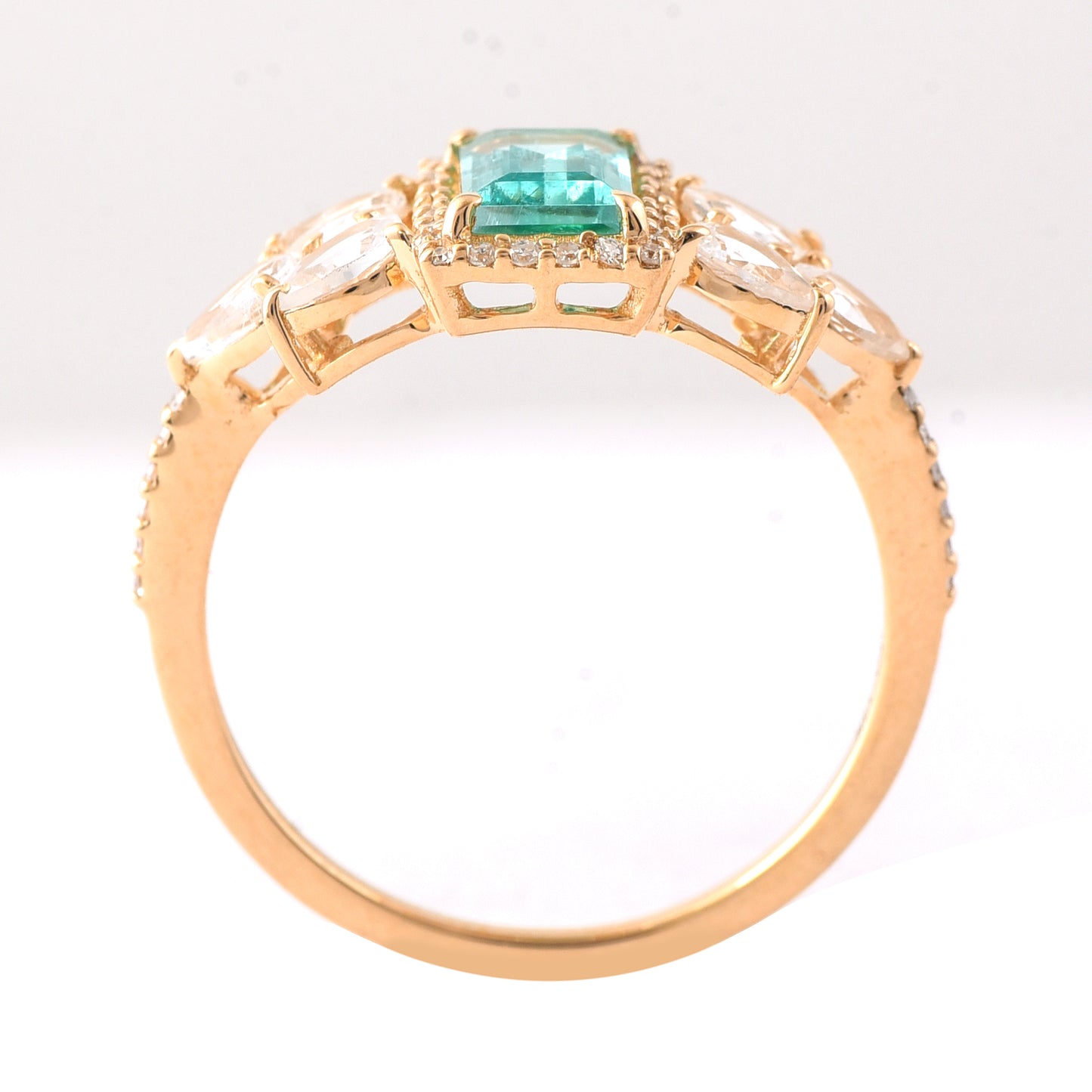 1.64 Ct Rectangle Step Cut Natural Emerald 14K Gold Ring