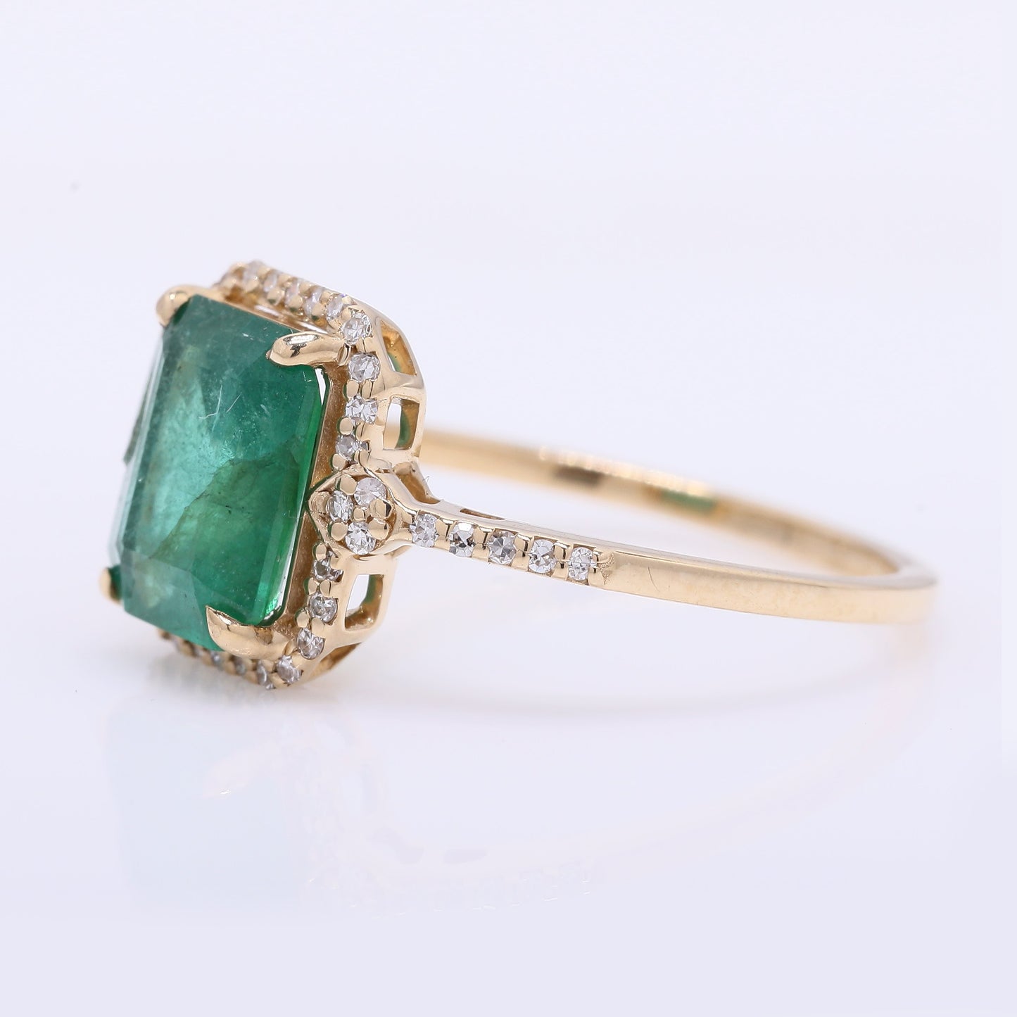 1.83 Ct Octagon Step Cut Natural Emerald 14K Gold Ring