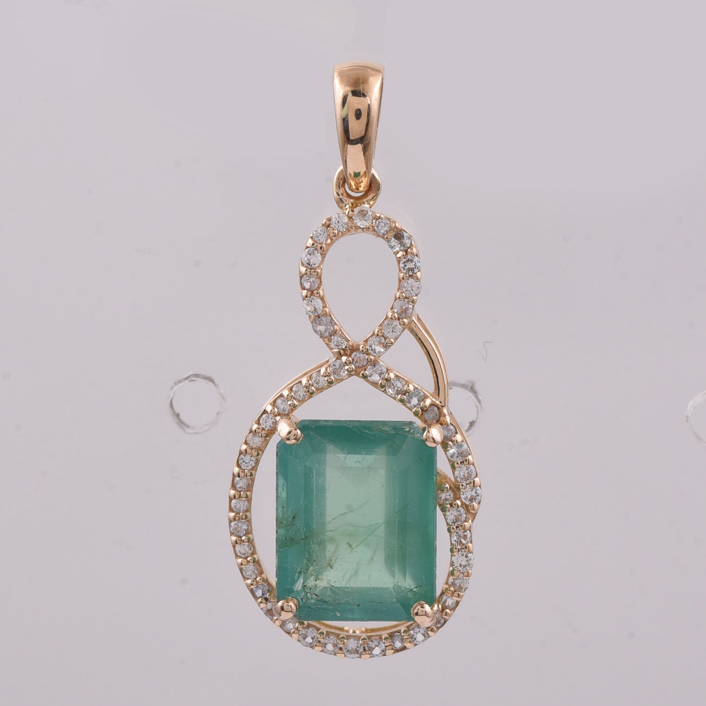 2.83 Ct Octagon Step Cut Natural Emerald 14K Gold Pendant