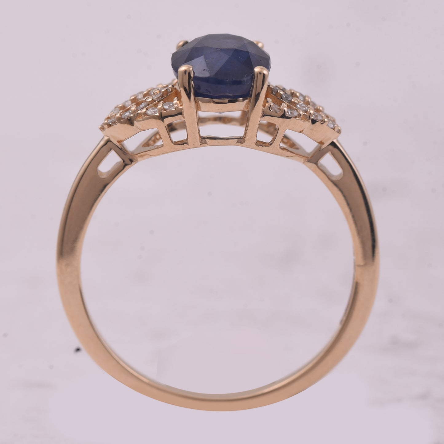 2.16 Ct Oval Mixed Cut Natural Sapphire 14K Gold Ring