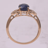 2.16 Ct Oval Mixed Cut Natural Sapphire 14K Gold Ring