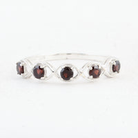0.60 Ct Round Garnet 925 Sterling Silver Ring