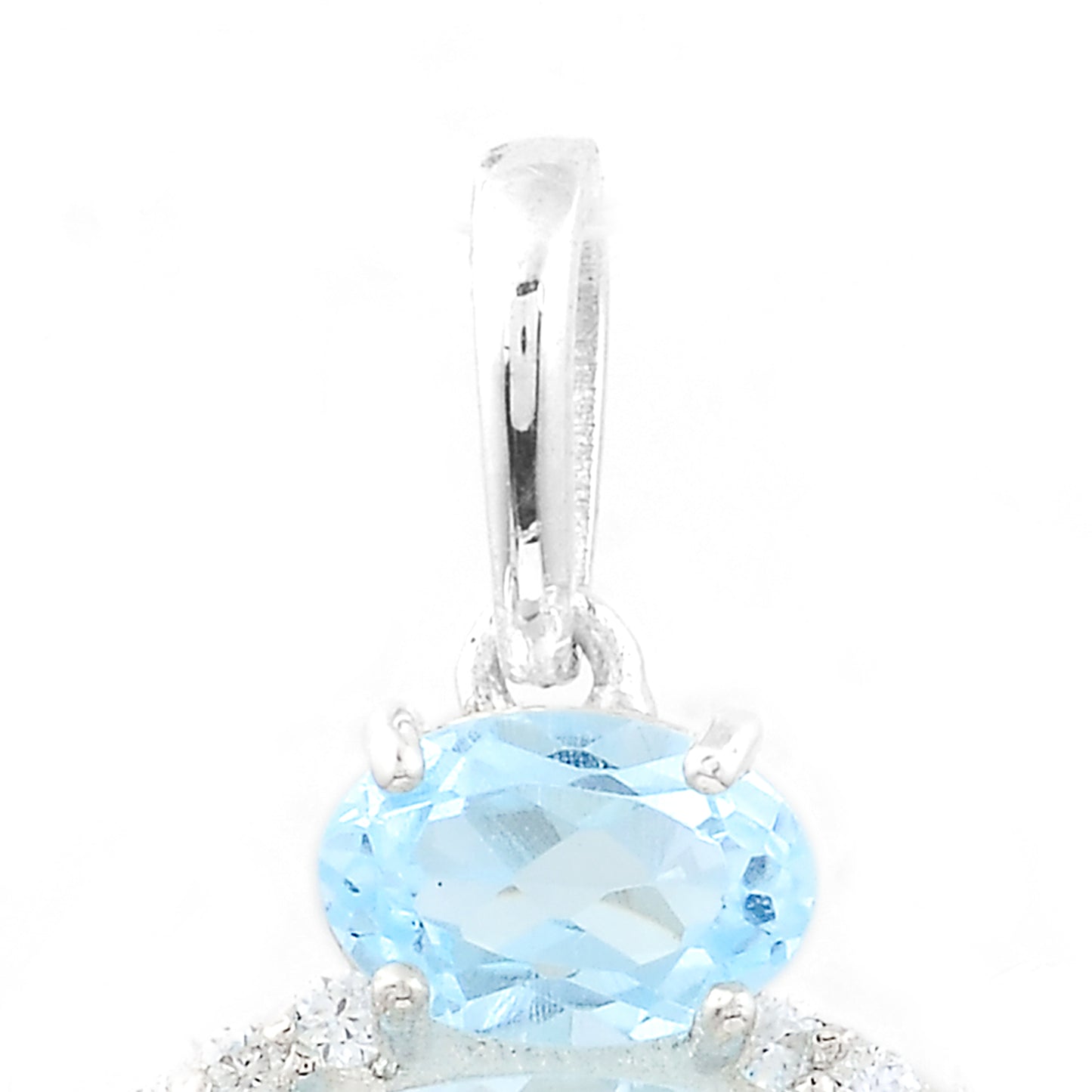 4.83 Ct Oval Blue Topaz, White Zircon 925 Sterling Silver Pendant