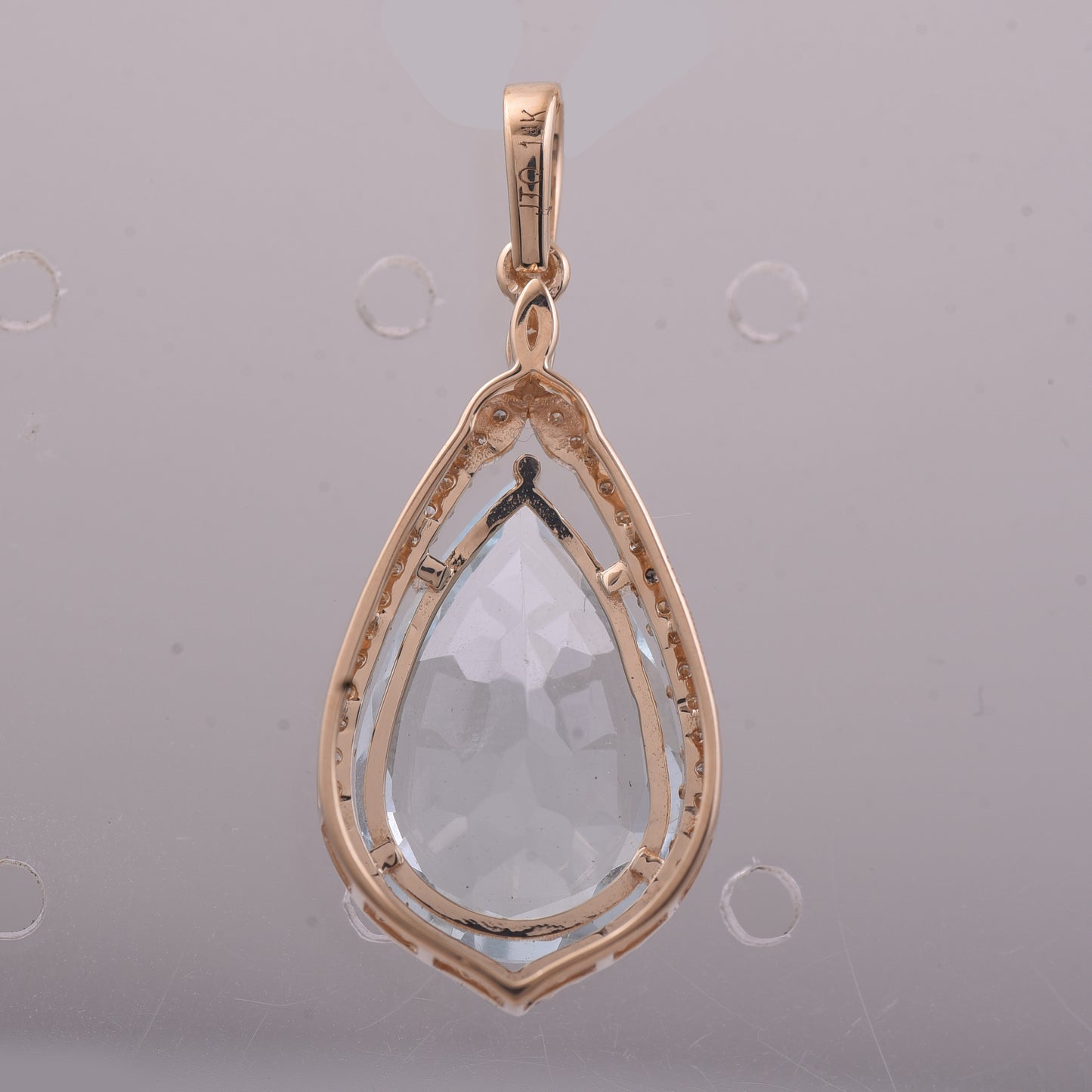 4.33 Ct Pear Mixed Cut Natural Aquamarine 14K Gold Pendant
