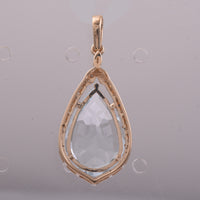 4.33 Ct Pear Mixed Cut Natural Aquamarine 14K Gold Pendant