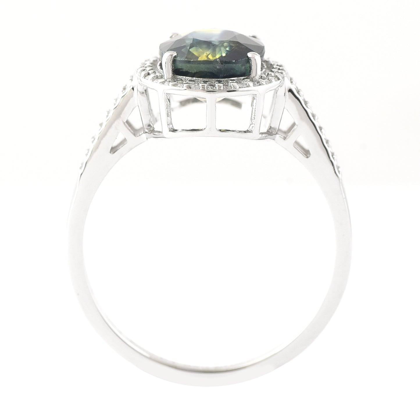 2.94 Ct Oval Mixed Cut Natural Bi-Coloured Sapphire 950 Platinum Ring