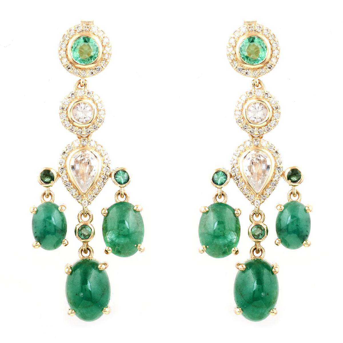 9.62 Ct Oval Emerald 14K Gold Earrings
