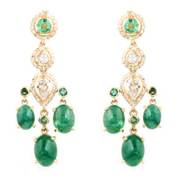 9.62 Ct Oval Emerald 14K Gold Earrings