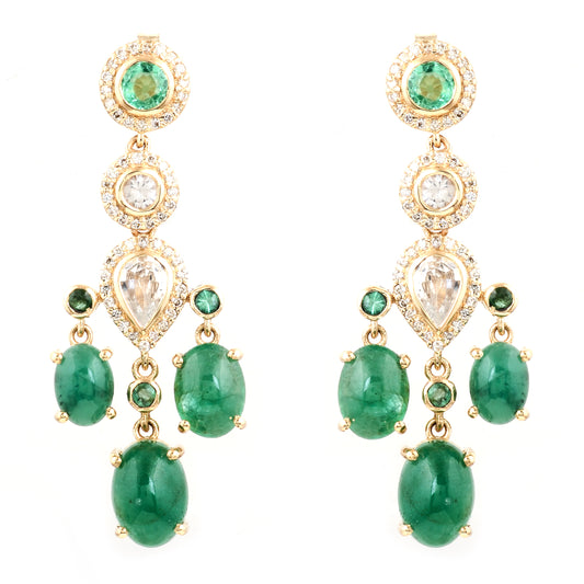 9.62 Ct Oval Emerald 14K Gold Earrings
