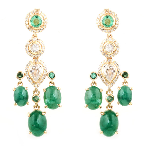 9.62 Ct Oval Emerald 14K Gold Earrings