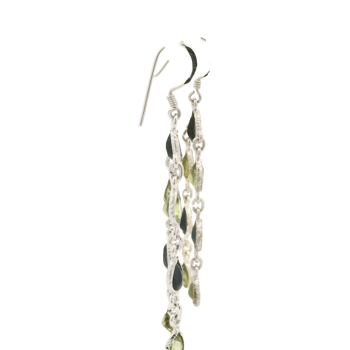 10.35 Ct Peridot, Sapphire 925 Sterling Silver Earrings