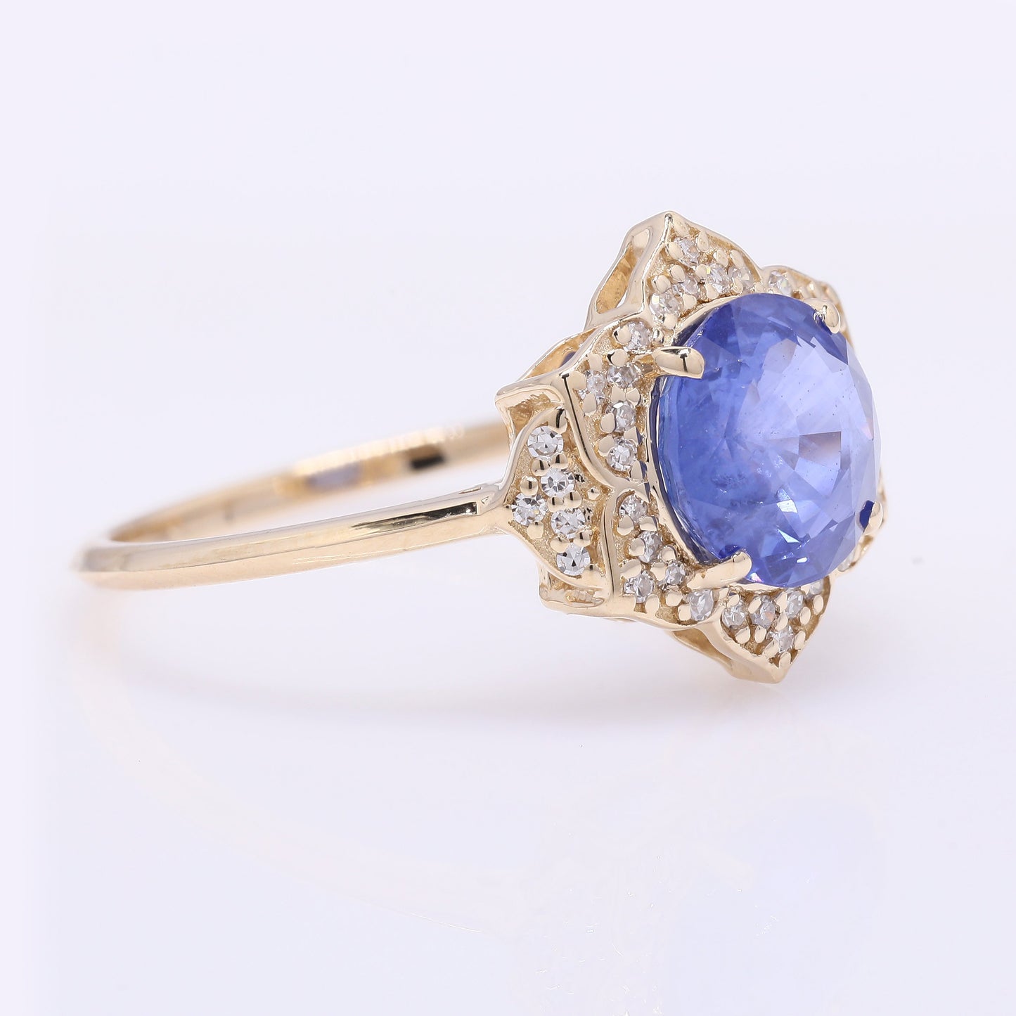 2.13 Ct Round Mixed Cut Natural Sapphire 14K Gold Ring